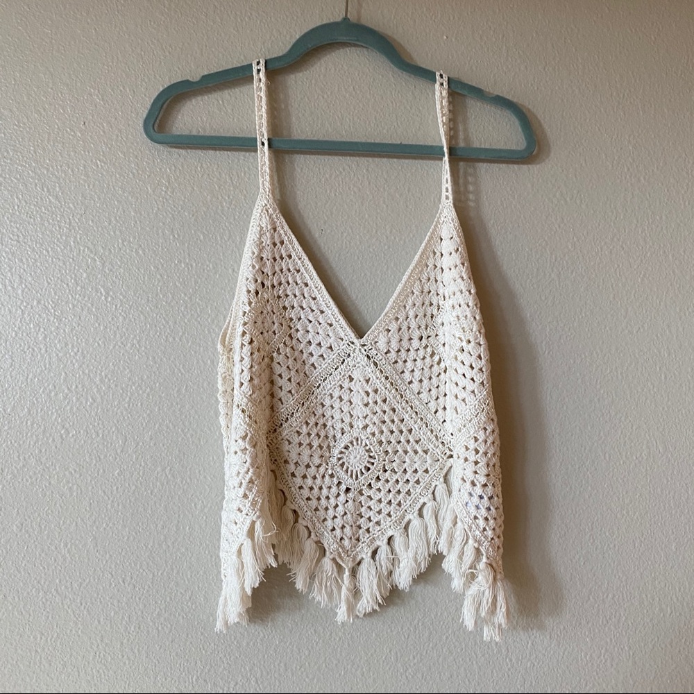 NEW American Eagle Crochet fringe top